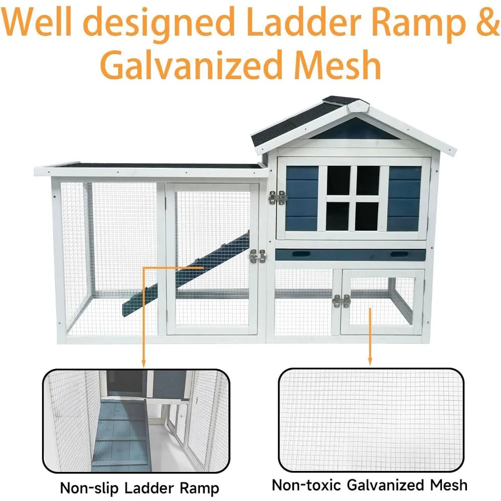 Weatherproof Outdoor Rabbit Hutch 2 Story Chicken Coop