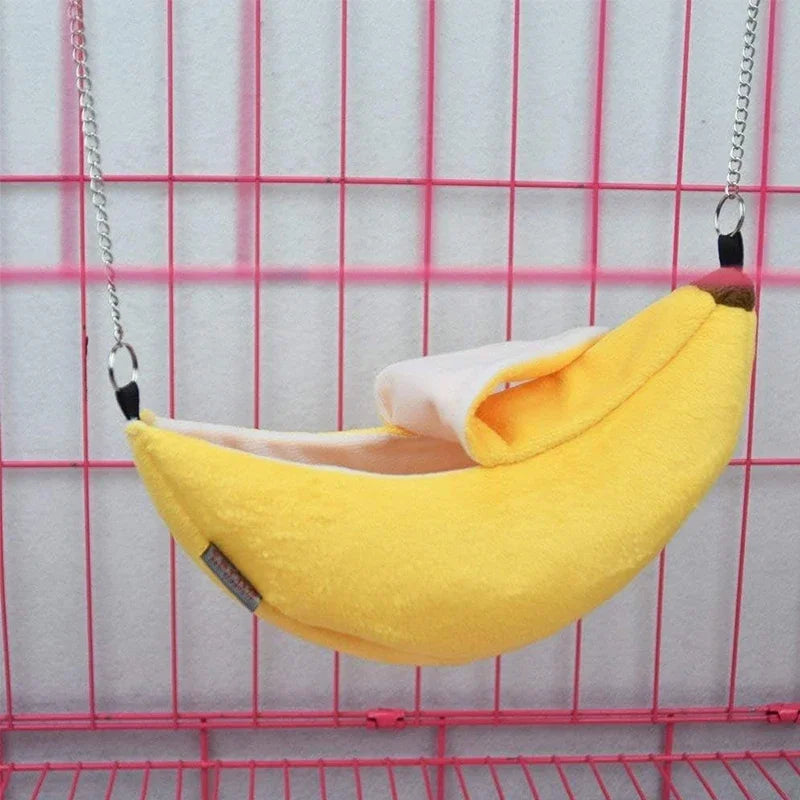 Banana Shaped Hamster Bed House Hammock For Small Pets Warm Fleece Nest Sugar Glider Mouse Squirrel Bird Cage Accessory