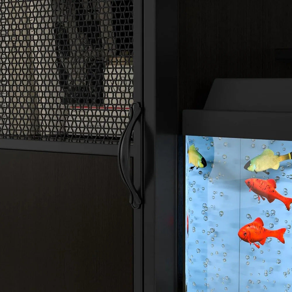 YOXIER 55 To 75 Gallon Fish Tank Stand With Power Outlets And Cabinet