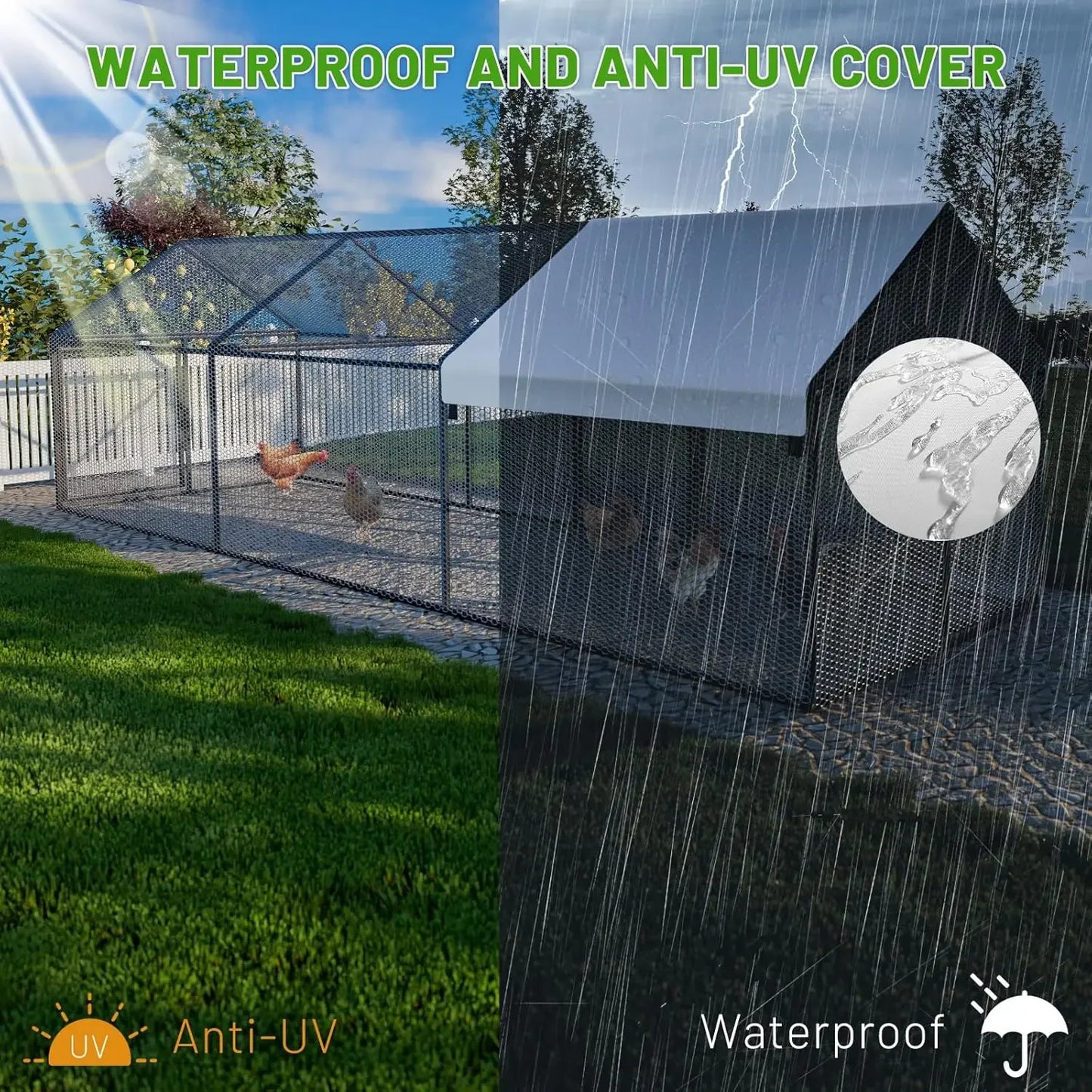 Metal Chicken Coop 79 By 40 By 40 Inch Walk In Hen House