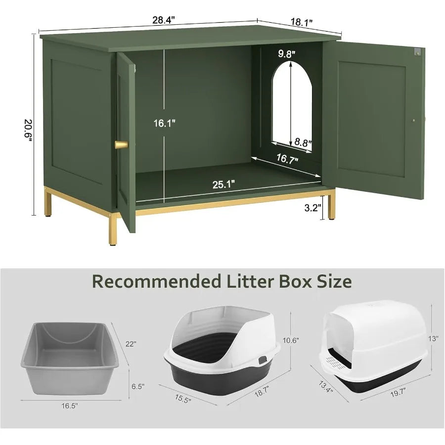 Modern Cat Litter Box Enclosure With Metal Frame For Indoor Use Stylish Pet Washroom Furniture Fits Most Litter Boxes