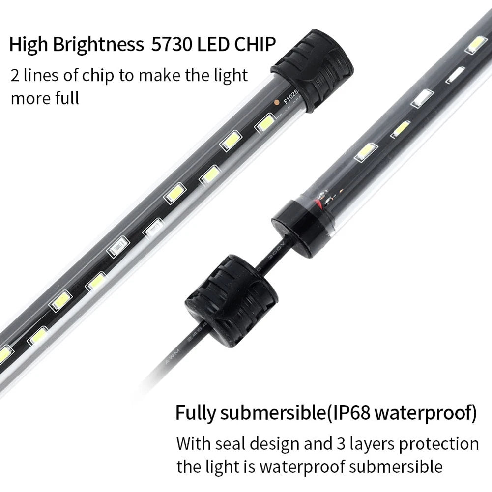 90-260V LED Aquarium Light For Fish Tank Waterproof Underwater Plant Growth 18cm