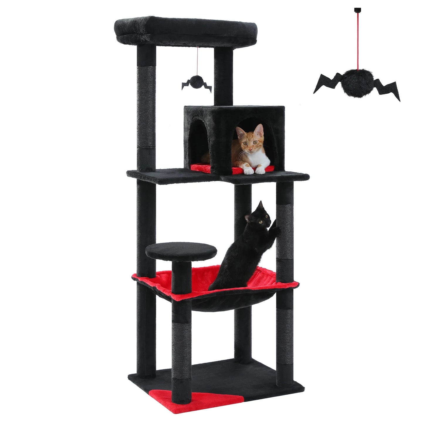 Cat Tree for Indoor Cats 5 Level Cat Tower with Large Hammock Sisal Covered Scratching Posts Cozy Condo Top Perch