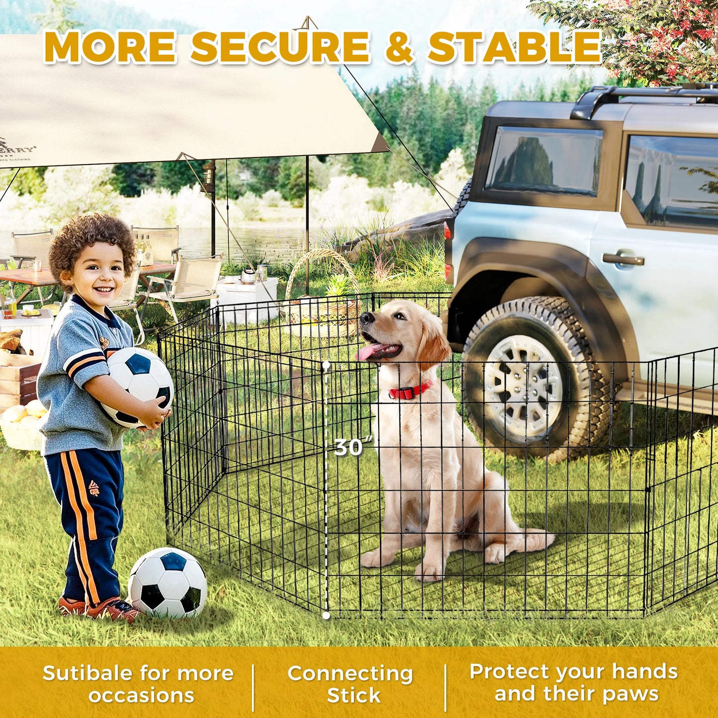 Foldable Metal Dog Playpen for Indoor Outdoor Easy Assembly