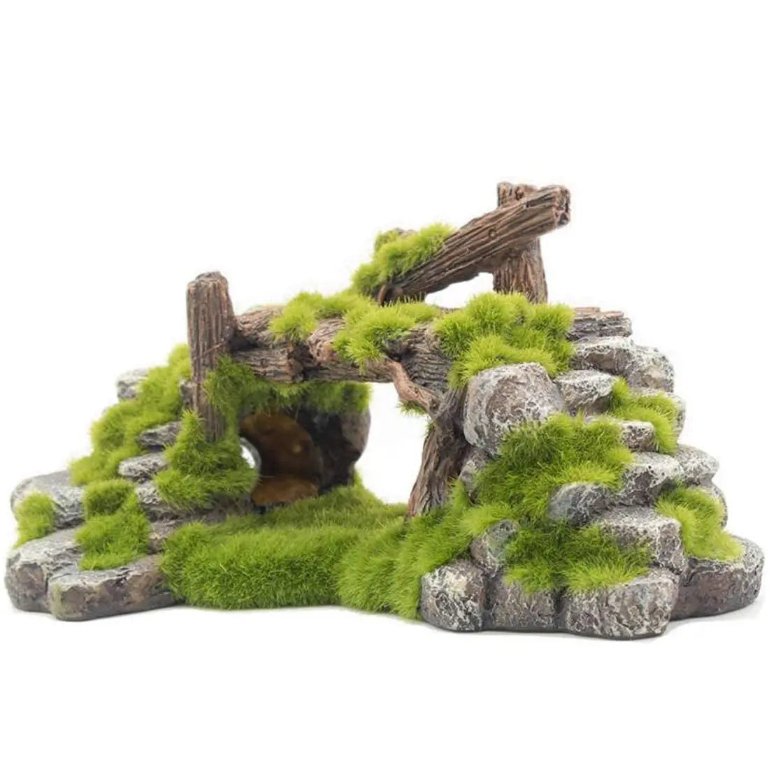 Fish Tank Decoration Moss Rockery Stone Plants Turtle Habitat Shelter