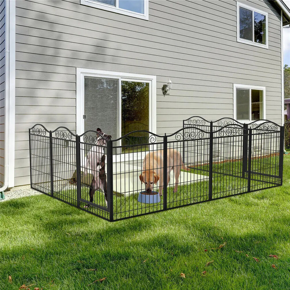 Heavy Duty Metal Dog Playpen 8 Panels Gate Indoor Outdoor