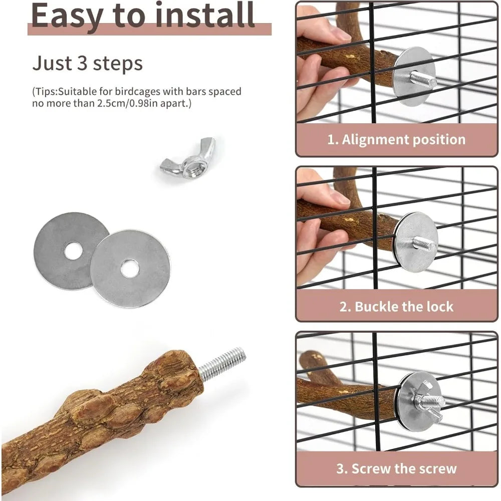 6 Pieces Natural Wood Bird Perches Chewing Sticks For Cage Parrot Climbing Standing Branches For Parakeet Cockatiels