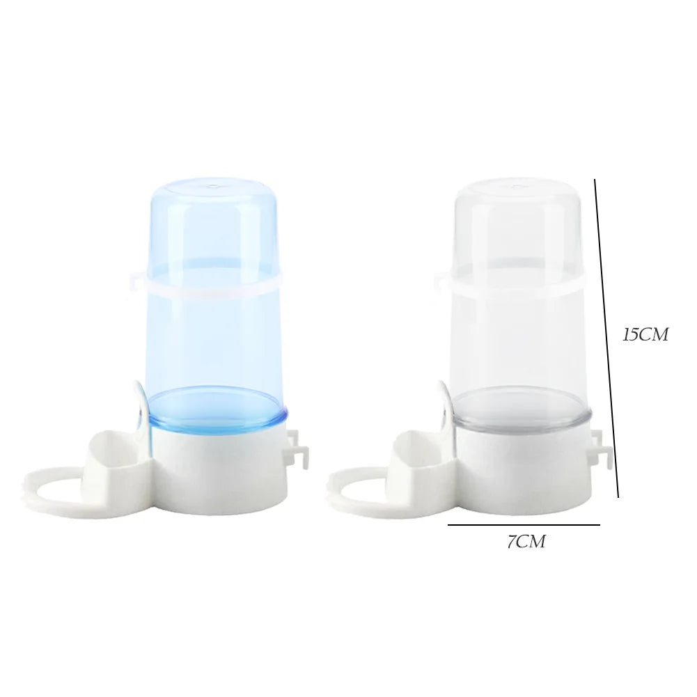 Bird Water Drinker Feeder Container For Birdcages Transparent Blue Plastic