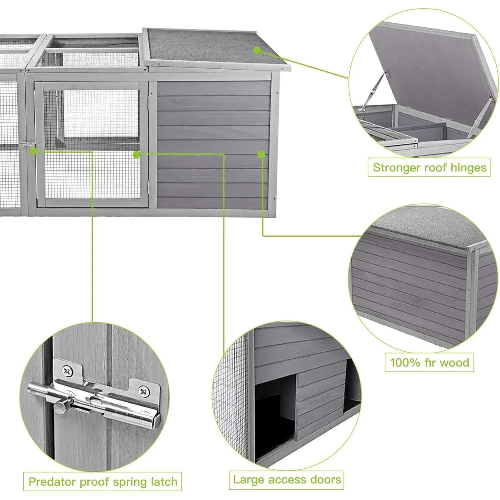 Rabbit Hutch Indoor, Bunny Cage Outdoor, Small Animal House with Large Run