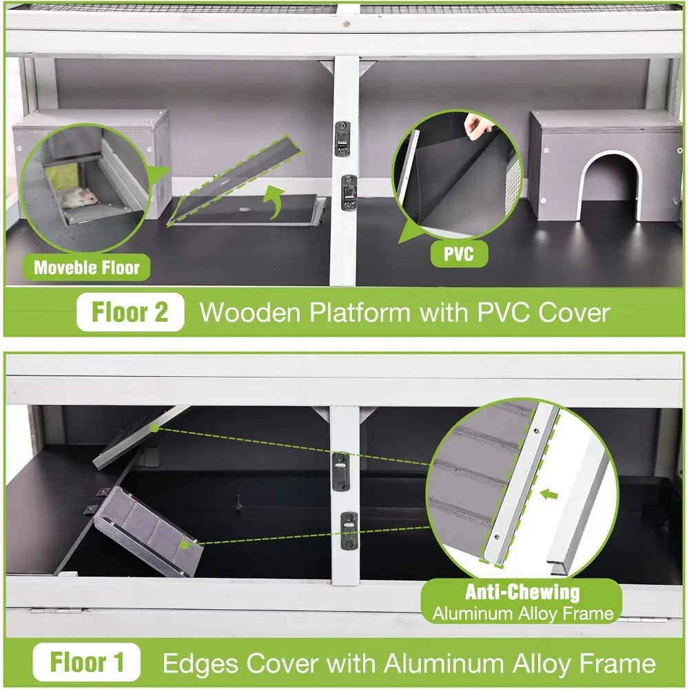 Two Story Guinea Pig Cage Chewing Toy Food Bowl Hideout