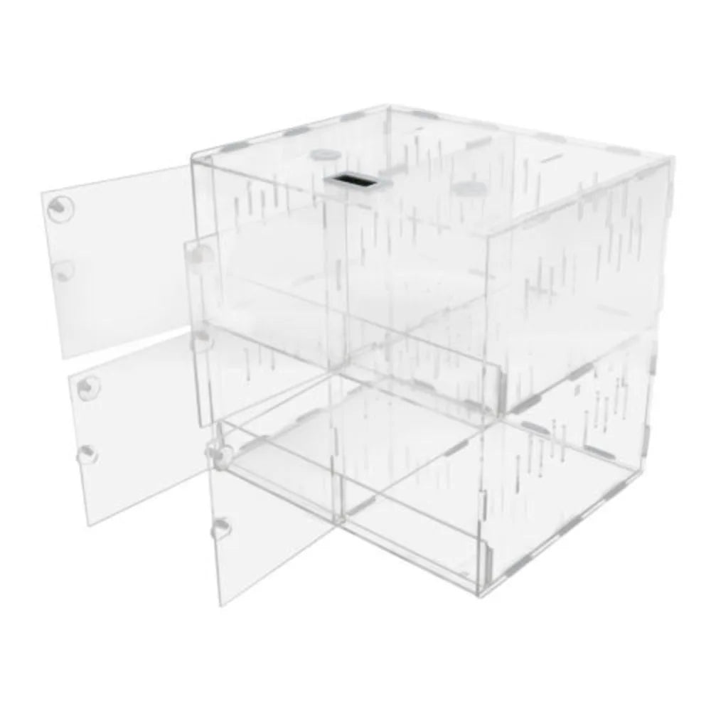 Bymaocar 4-grid Clear Acrylic Reptile Terrarium Cage With Thermometer