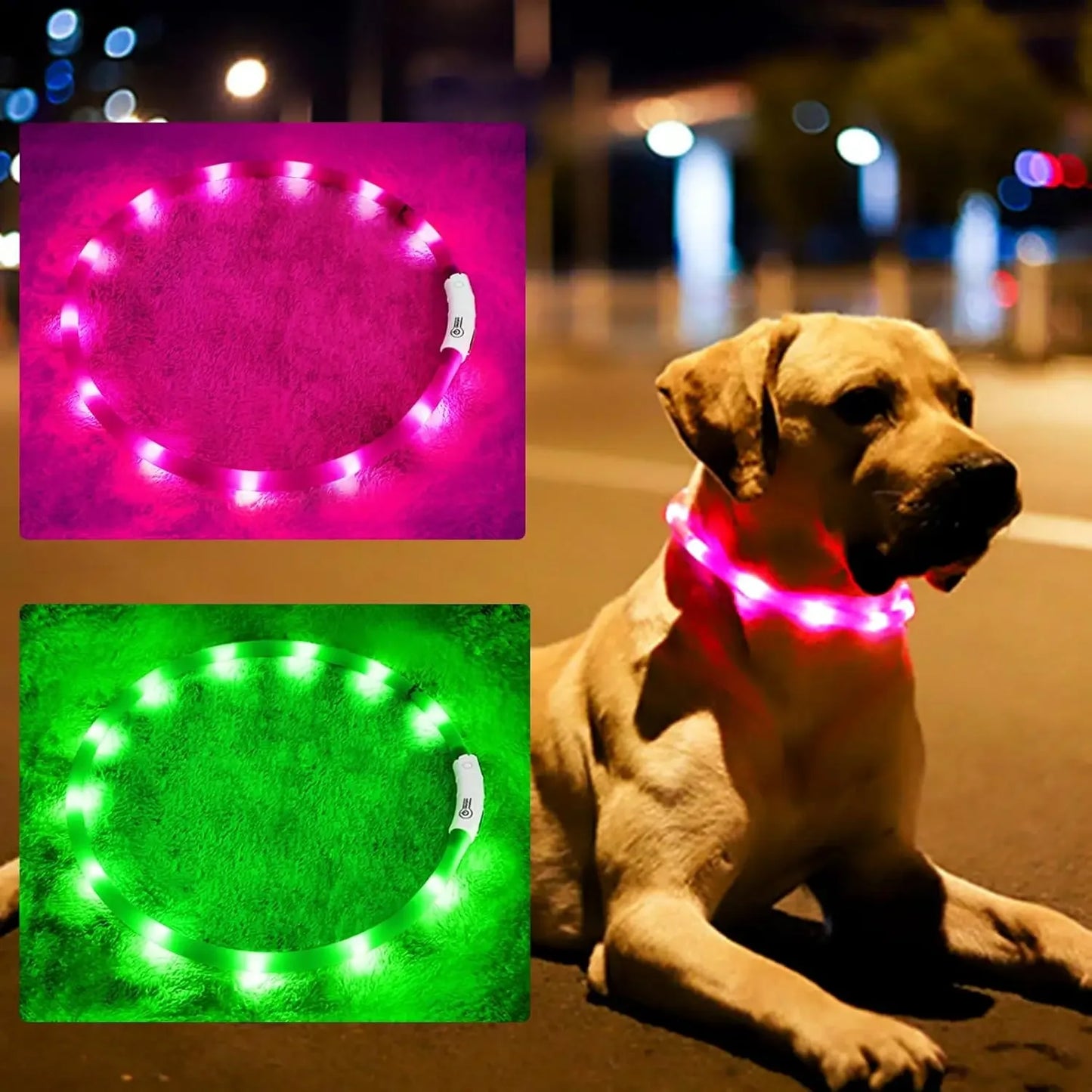 Silicone LED Dog Collar USB Rechargeable Flashing 3 Modes
