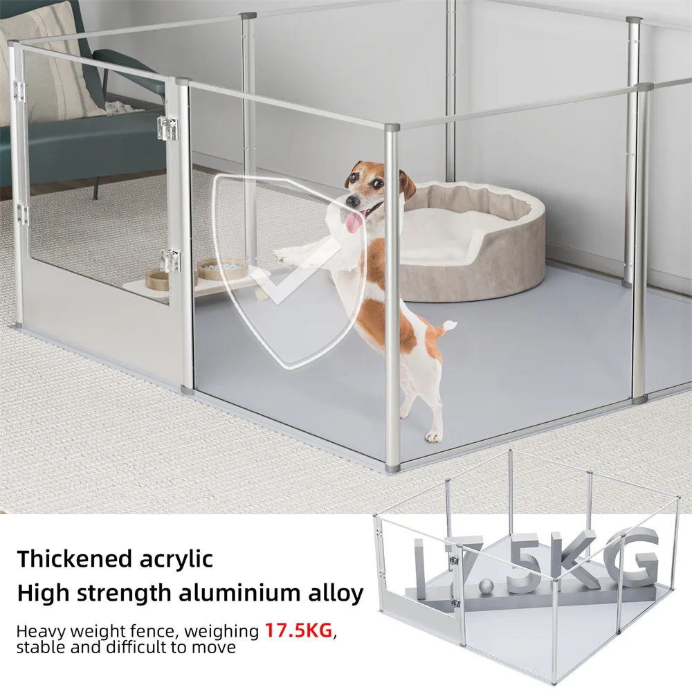 Extra Large Dog Playpen Acrylic Enclosure Pet Animal Fence Cage Whelping Box with Waterproof Fertility Pad