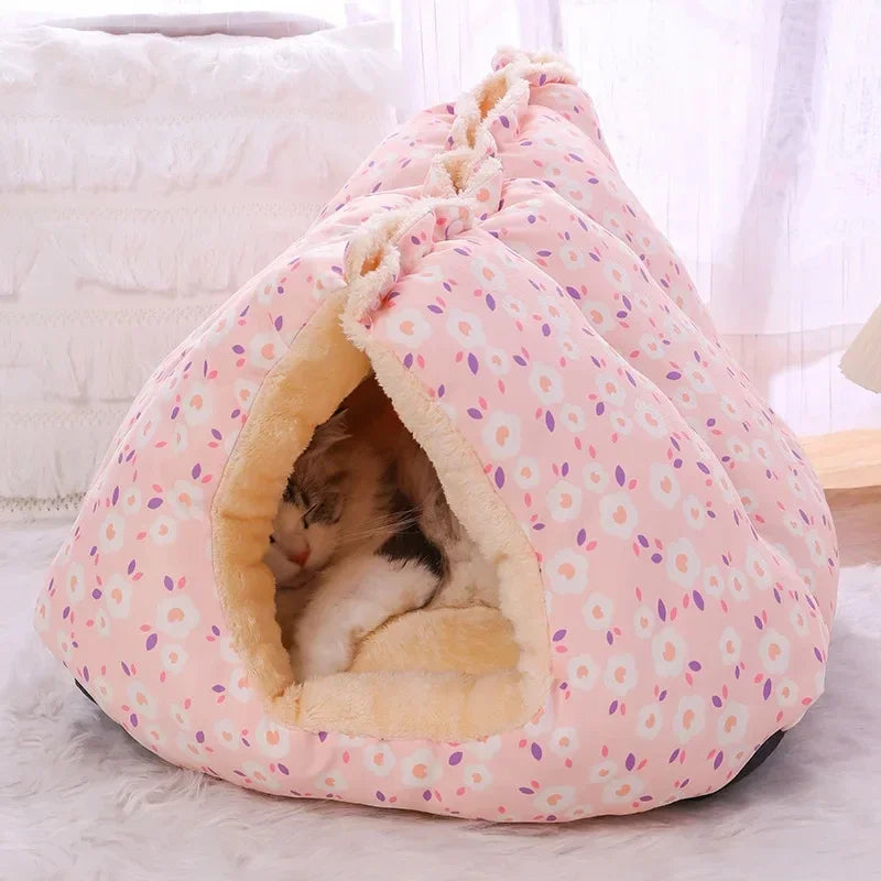Winter Thick Cat Bed Nest Plush Pet Sleeping Bag Cozy Cat Cushion