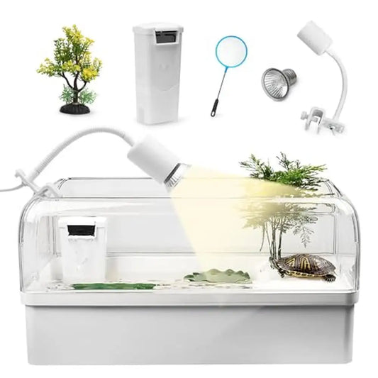 Aquatic Turtle Tank Habitat Kit with Hideout Basking Platform and Multi Function Area