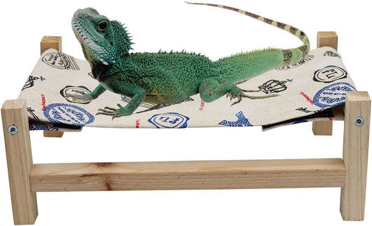 Reptile Hammo Swing Hanging Bed Wooden Bed For Bearded Dragon And Leopard Gecko