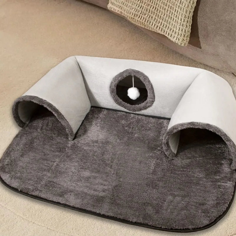 Four Seasons Hide Seek Cat Interactive U Shaped Tunnel Bed Cat Nest