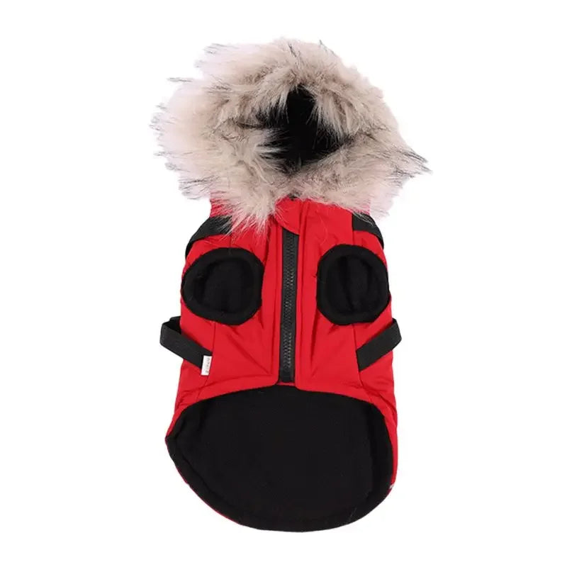 Fleece Lined Dog Hoodie With Built In Harness Warm Winter Jacket With Hood For Small And Medium Dogs