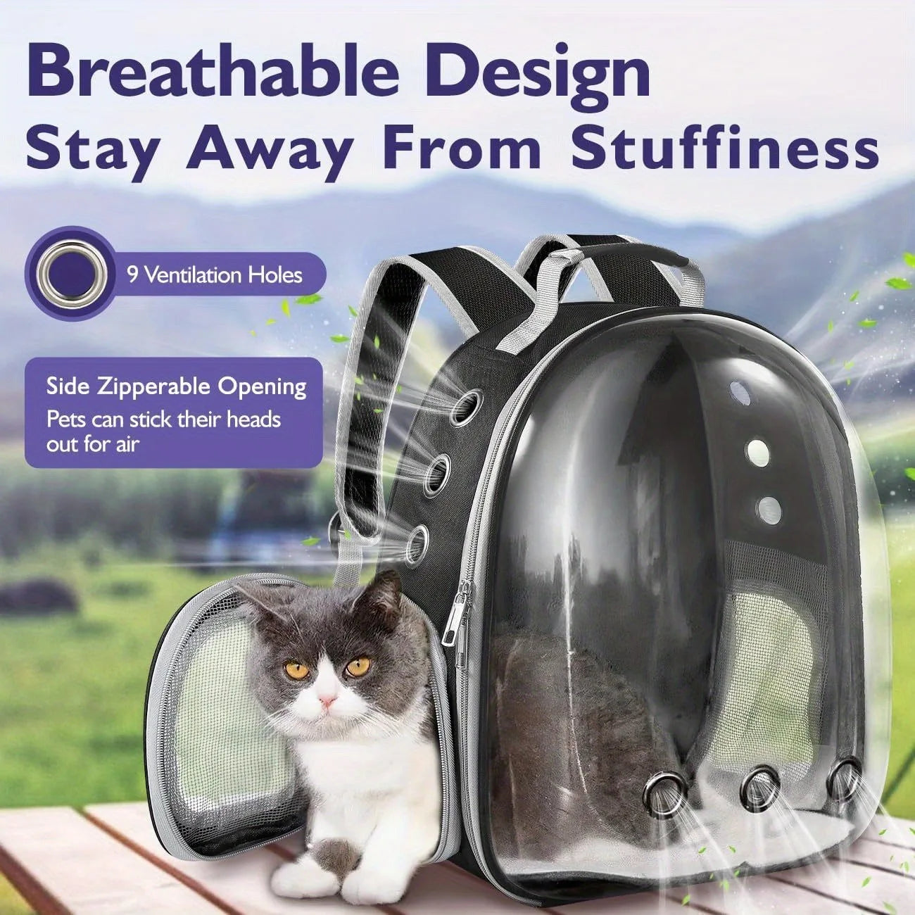 Backpack Carrier Bubble Carrying Bag for Small Dogs Cats