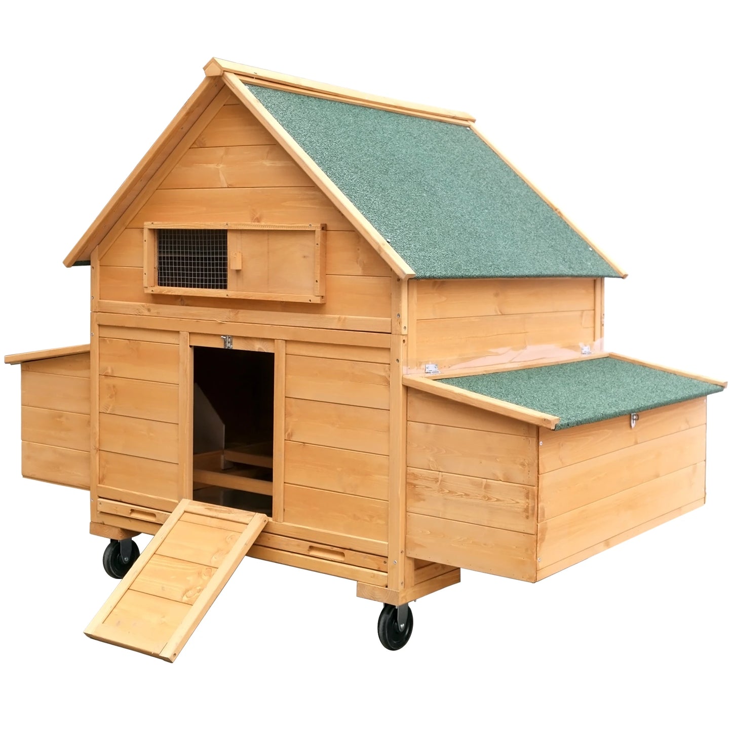 Mobile Wooden Chicken Coop On Wheels For Six To Eight Chickens With Nesting Box