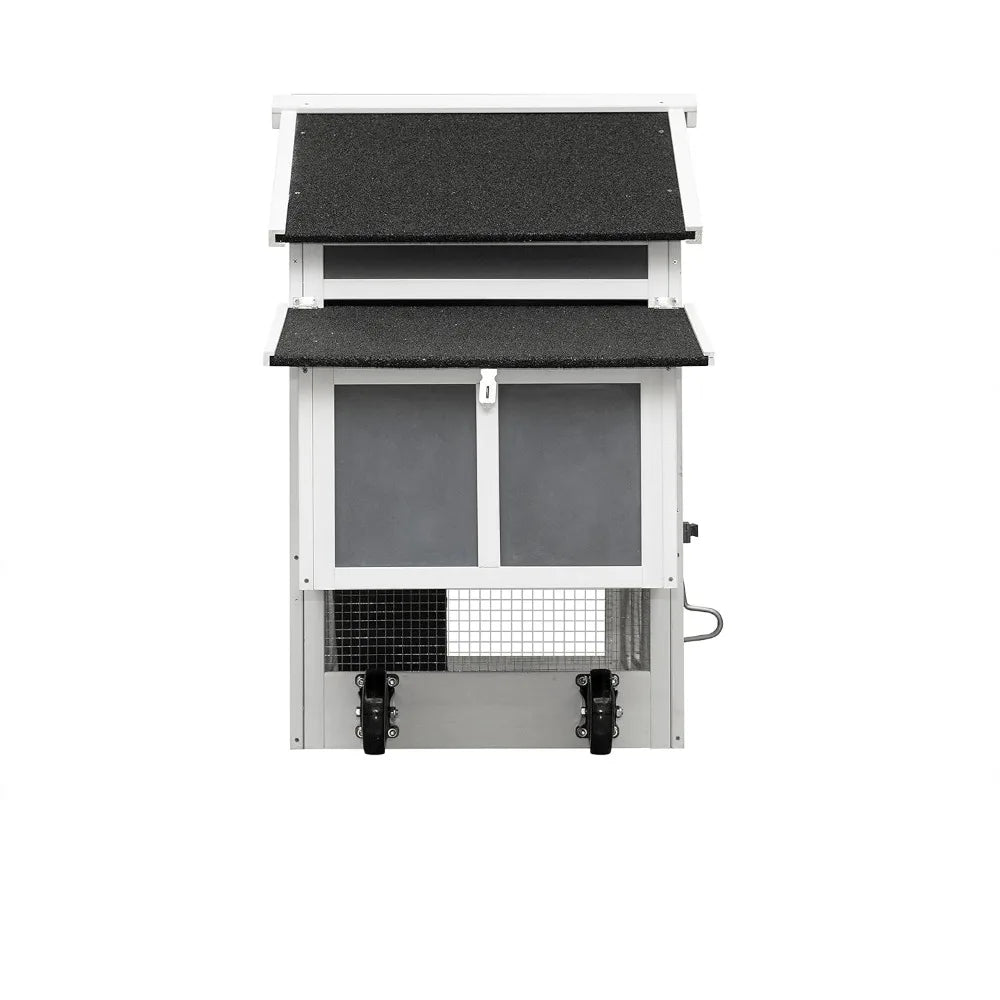 Henhouse 71” Movable Chicken Coop with Wheels for 4-6 Chickens Outdoor Coop with Run and Nesting Box Wooden Duck House