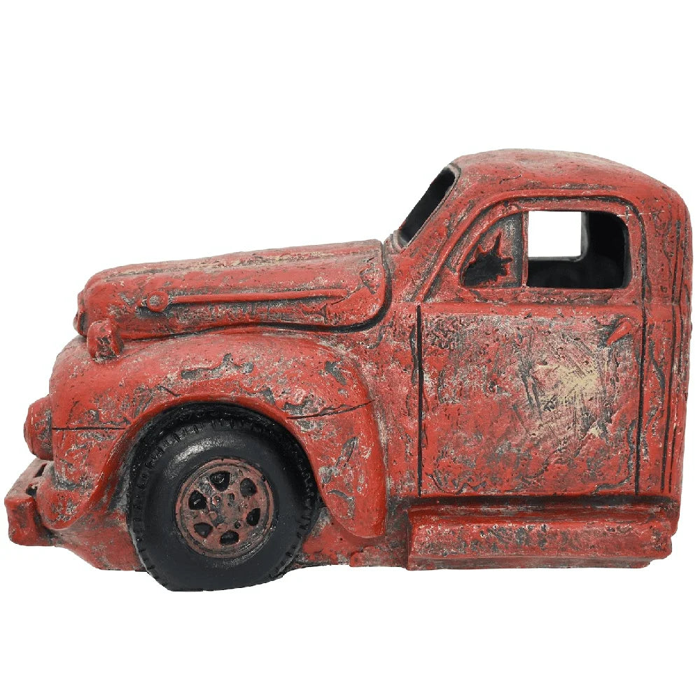Nostalgic Red Pickup Truck Aquarium Decor Safe Ornament