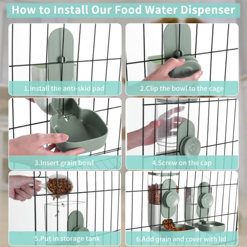 27oz Automatic Pet Bowl Cage Hanging Feeder For Pets