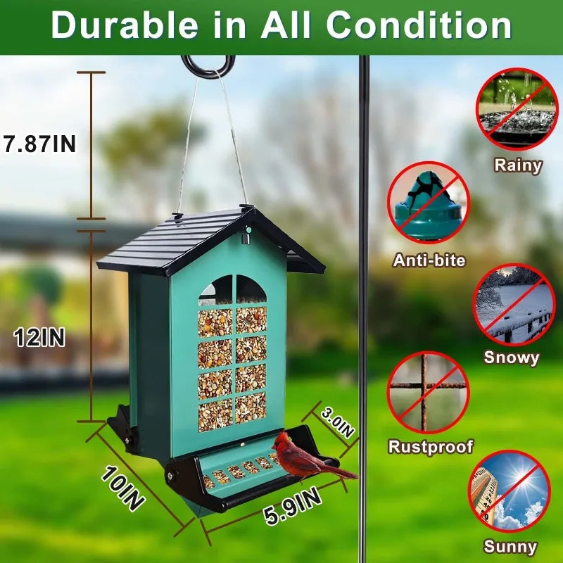 Squirrel Proof Bird Feeder for Outside Large Capacity Seed