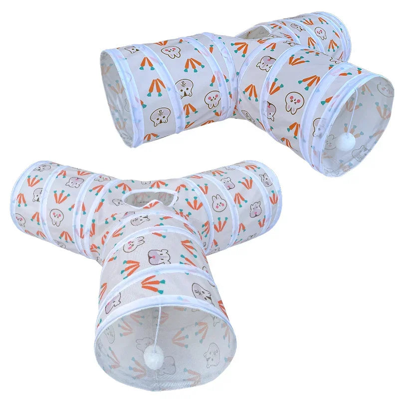 Tunnels Hideout Guinea Pet Foldable Three/Two-channel Pigs Supplies Toys Tubes for Small Animal T/Y-shaped Bunny Rabbits Tunnel