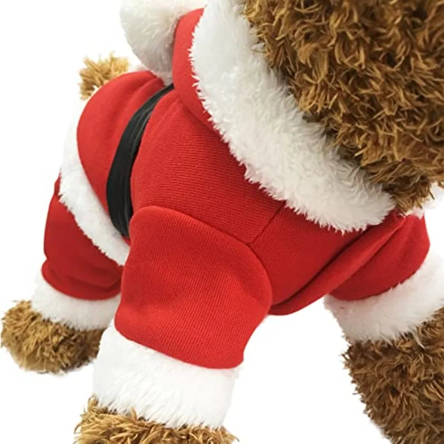 Pet Santa Claus Costume For Small Dogs Puppy Kitty Christmas Coat Hoodie