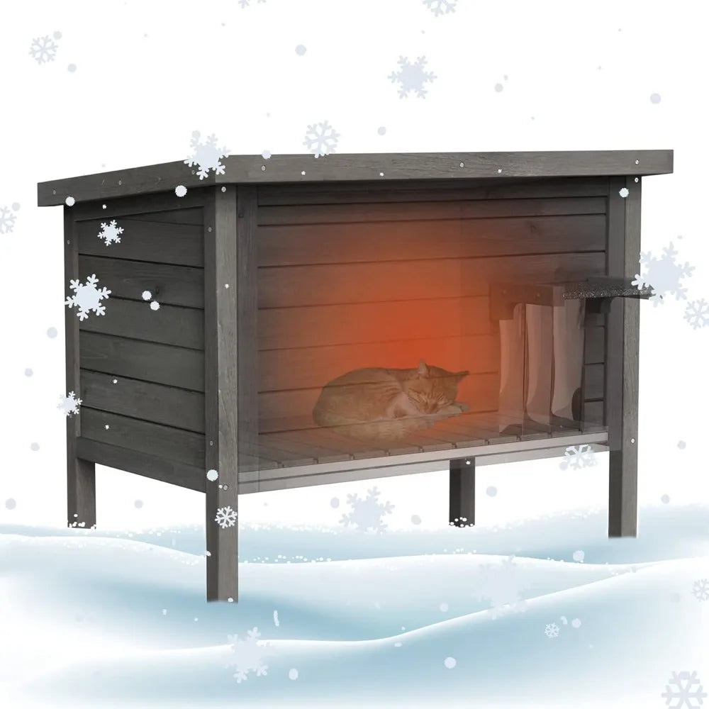 gdlf outdoor cat house feral cat enclosure 100% insulated all-round foam weatherproof solid wood large size for multiple felines
