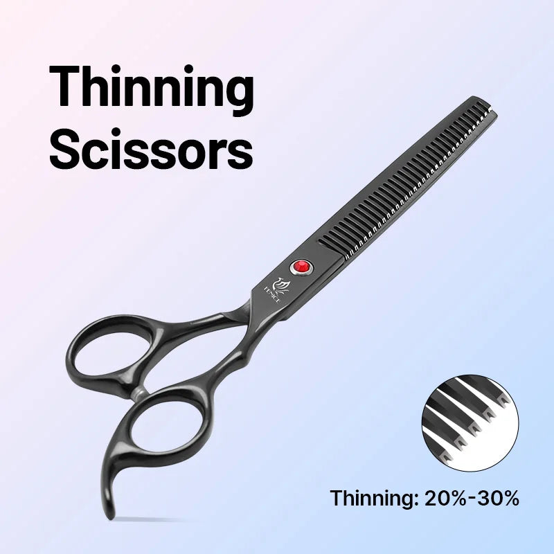 Fenice Classical Model Home Use 9CR Steel 6.5 Inch Rainbow And Black Dog Grooming Scissors Shears Set For Household Pet Owners