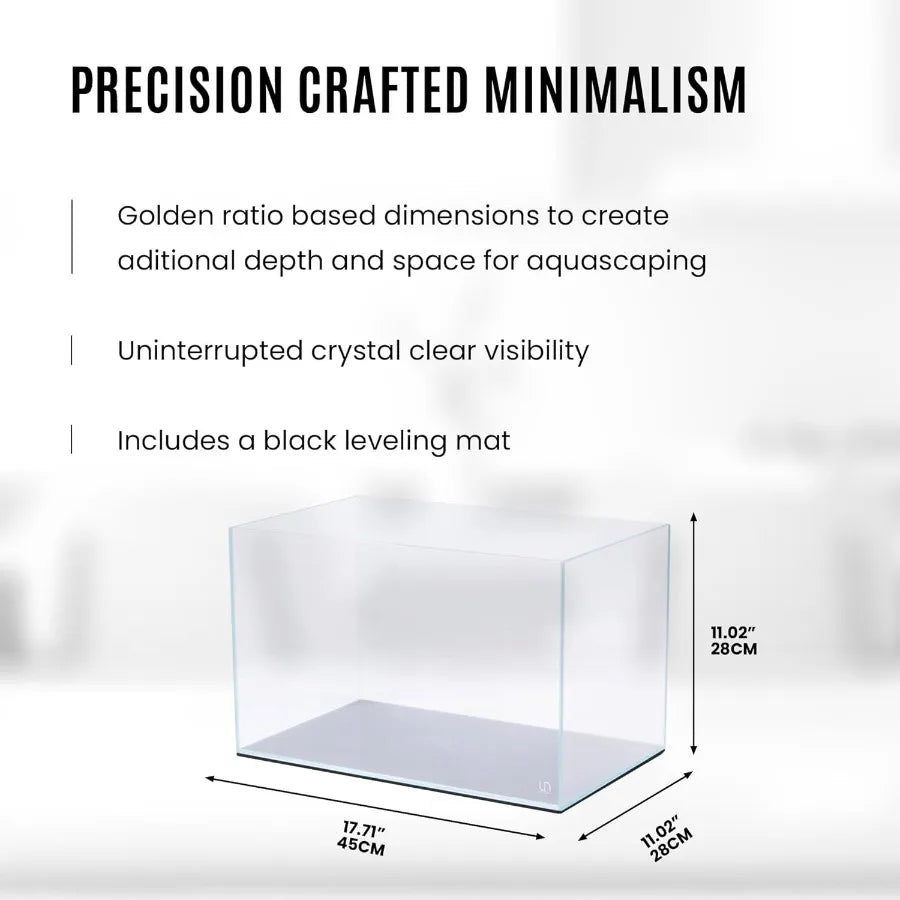 Ultra Clear Rimless Aquatic Display Tank With 45 Degree Mitered Edges 9.3 Gallon Capacity 35.2L 5mm Low Iron Glass