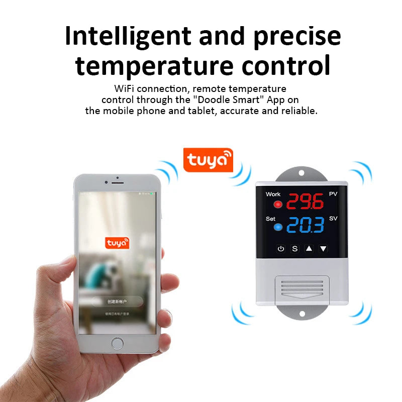 Smart Thermostat AC110~230V WiFi Digit Temperature Controller -40-99℃ Heating Cooling Thermostat forReptile/Incubator/Greenhouse