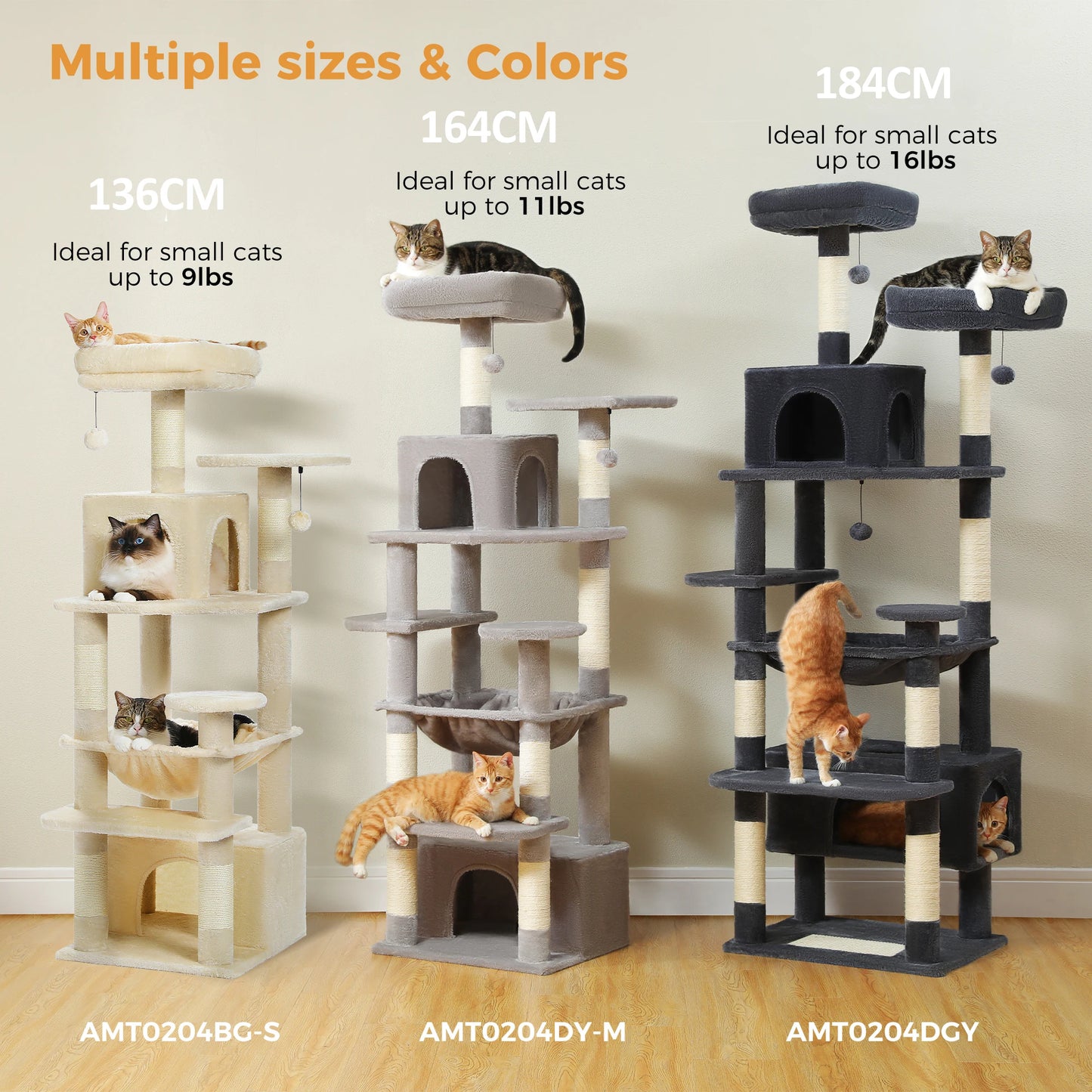 184cm Large Cat Tree For Indoor Cats With Scratching Posts