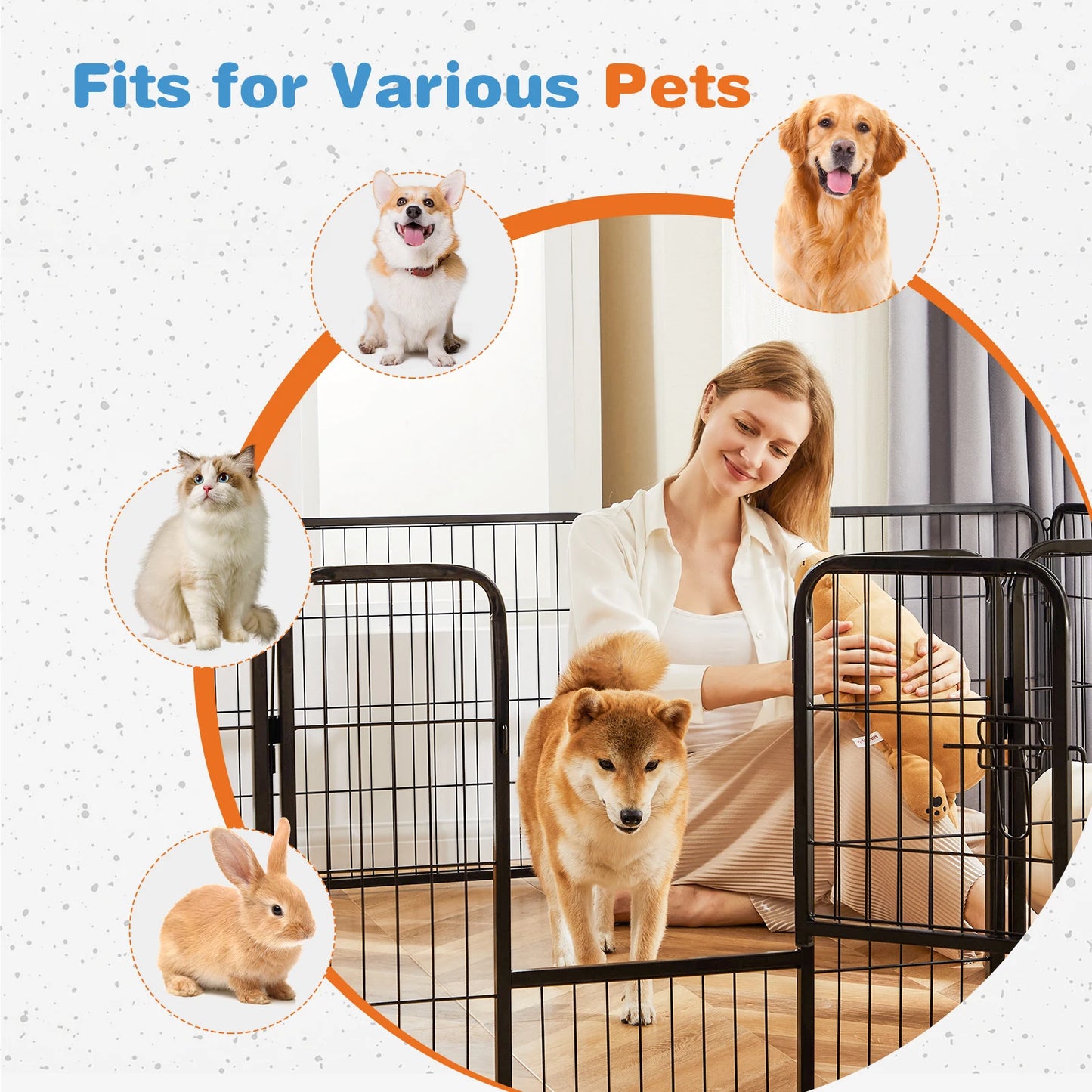 JHK 8 Panel Dog Playpen Indoor Pet Fence Heavy Duty Metal