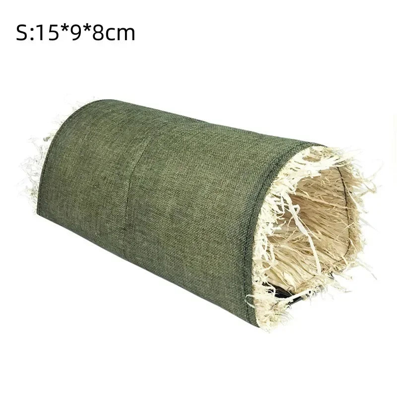 Rabbit Hideaway Toy Grass Straw Bunny Tunnel Hamster Accessories for Guinea Pig Chinchilla Ferret and Rat Cage