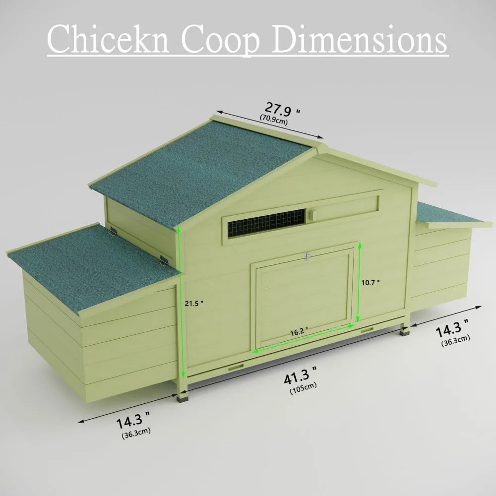 Large Wooden Chicken Coop Outdoor Hen House Poultry Cage with 4 Nesting Boxes and Leakproof Pull-On Tray Weatherproof Poultry