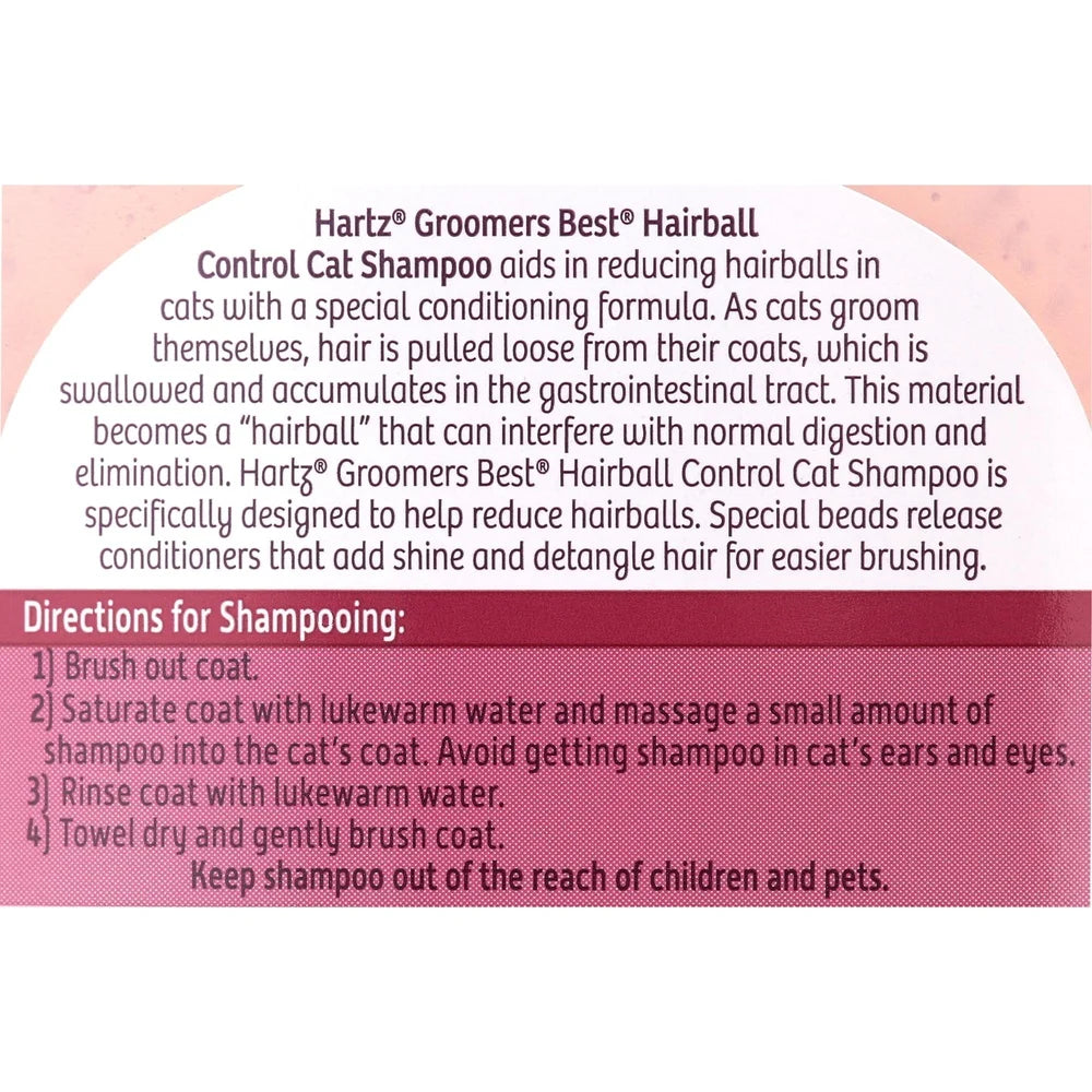 Groomer's Best Cat Shampoo Hairball Control 2 Pack Fresh Scent 15oz Reduces Hairballs Conditions Silky Shiny Coat Ideal