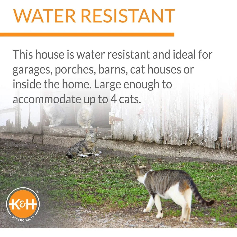 Large Weatherproof A-Frame Heated Outdoor Cat House by K&H Pet Products for Multiple Ferals and Winter Protection