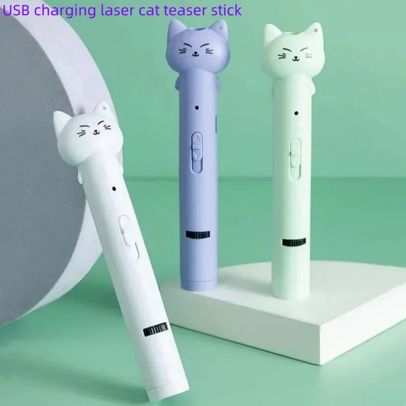 USB Charging Laser Cat Teasing Stick With Infrared Light Pattern Projection Cat Toy For Cats