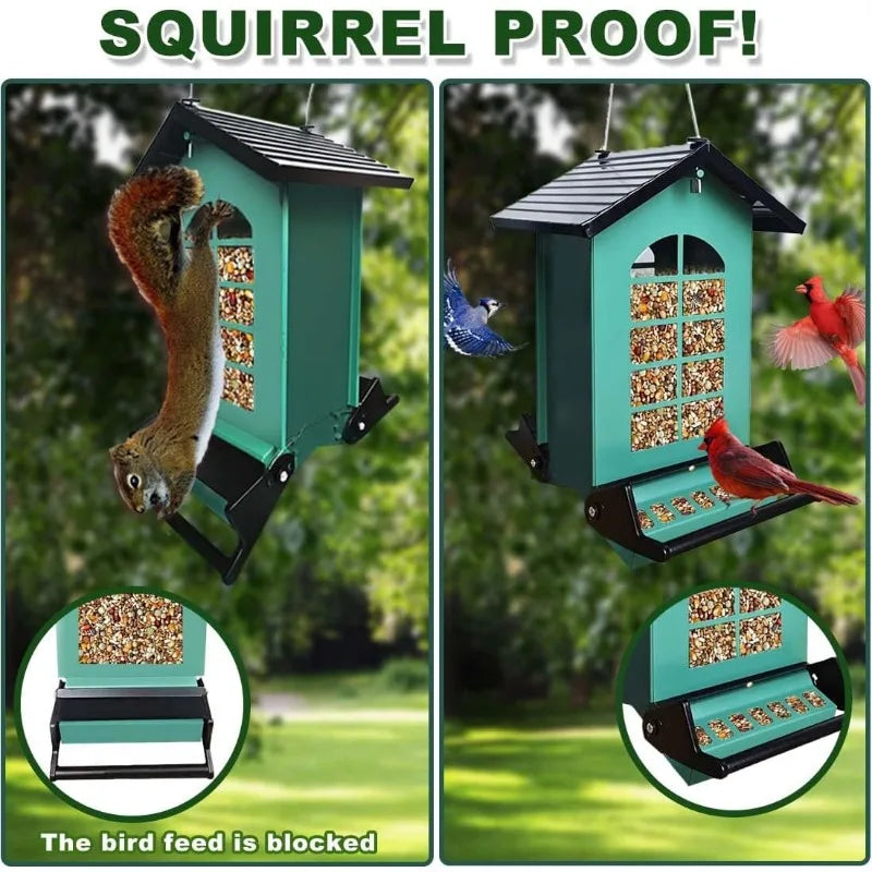 Squirrel Proof Bird Feeder for Outside Large Capacity Seed