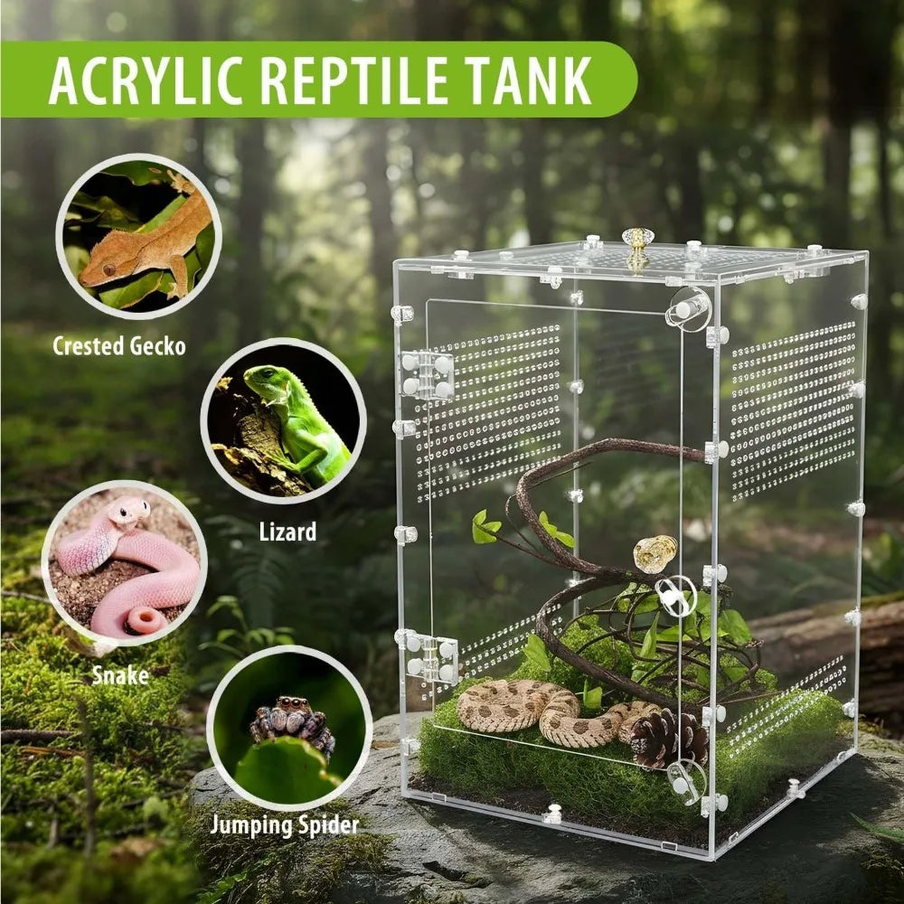 Acrylic Reptile Tank 10 Gallon Enclosure Front Opening Door