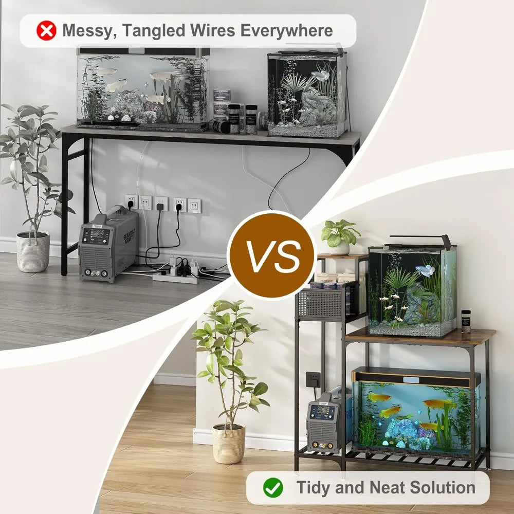 10-20 Gallon Aquarium Stand With Cabinet Storage Black Metal Frame 330 Lbs