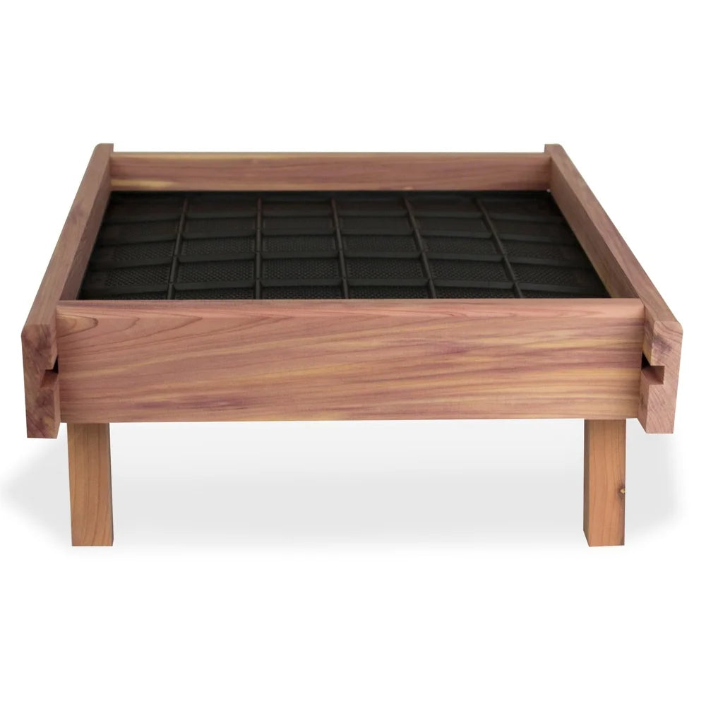 Red Cedar Ground Bird Feeder 12 Inch Square Easy Fill Tray