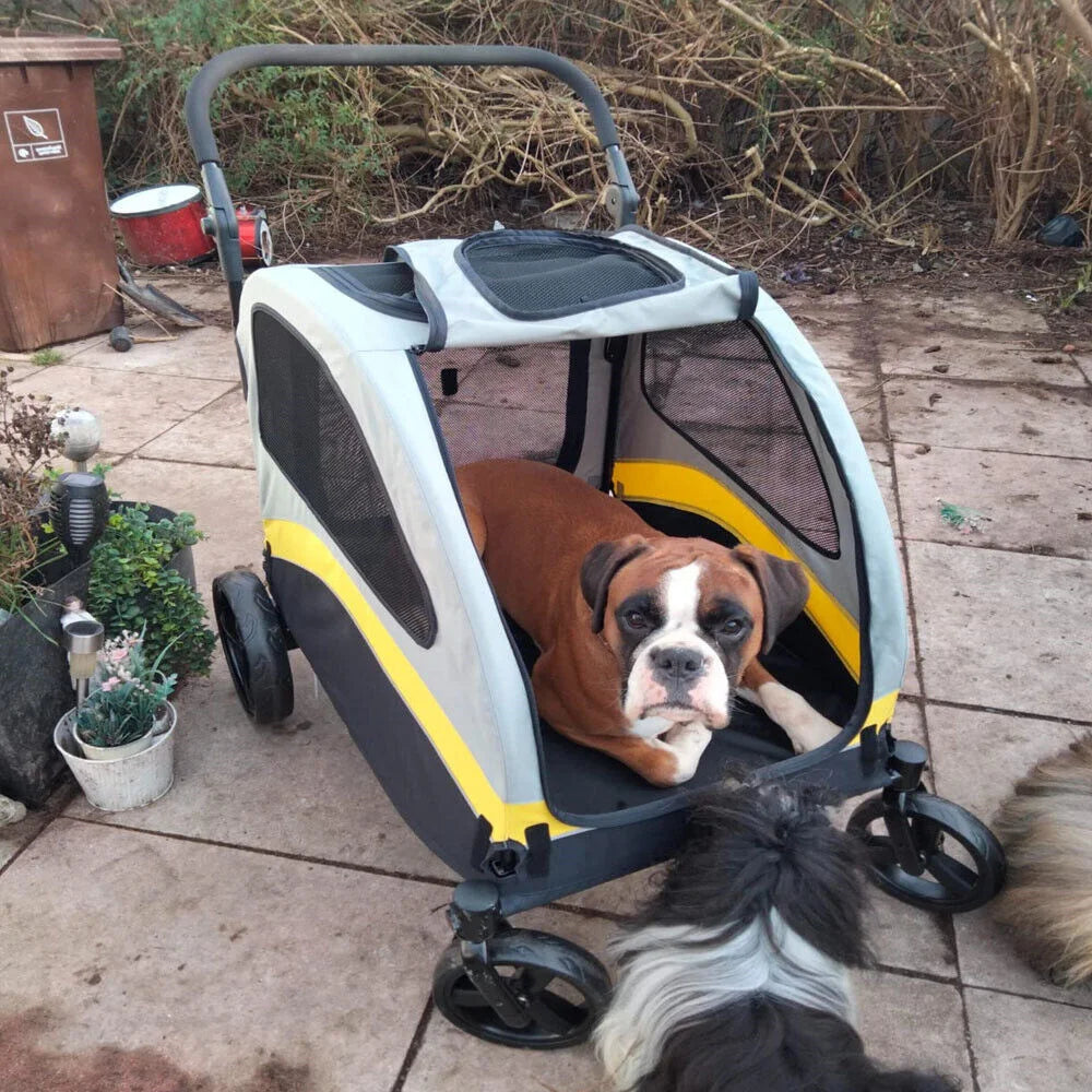 Premium Dog Stroller Pram 4 Wheel Foldable Cart For Small Medium Large Dogs