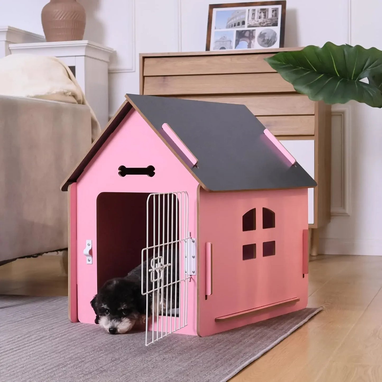 Dog House Indoor for Small Dogs or Cats Cozy Wooden Design Small Indoor Bed House