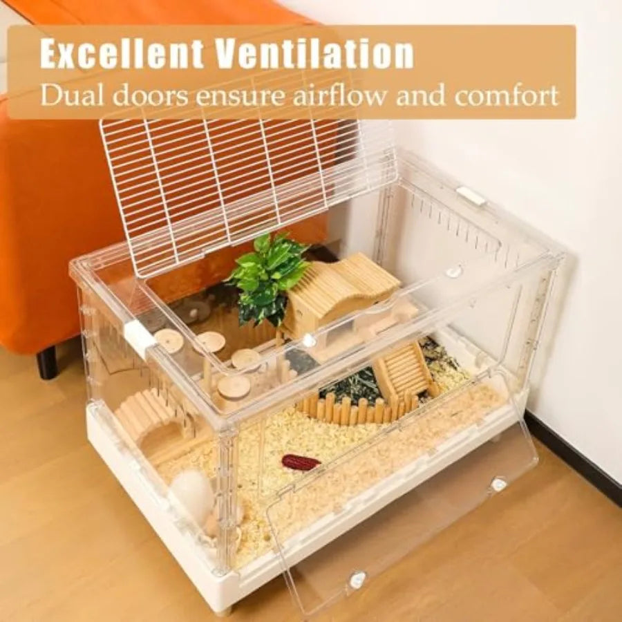 Acrylic Hamster Cage And Guinea Pig Cage Large Transparent Small Animal Habitat For Hamsters Gerbils Hedgehogs