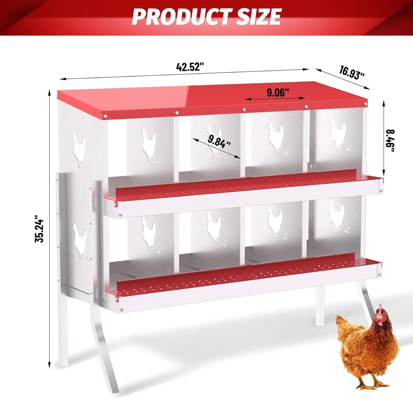 6 8 10 Grids Chicken Nesting Box Roll Away Egg Collection