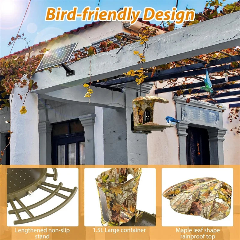 Smart Bird Feeder Camera Wireless Outdoor 1080P HD Solar